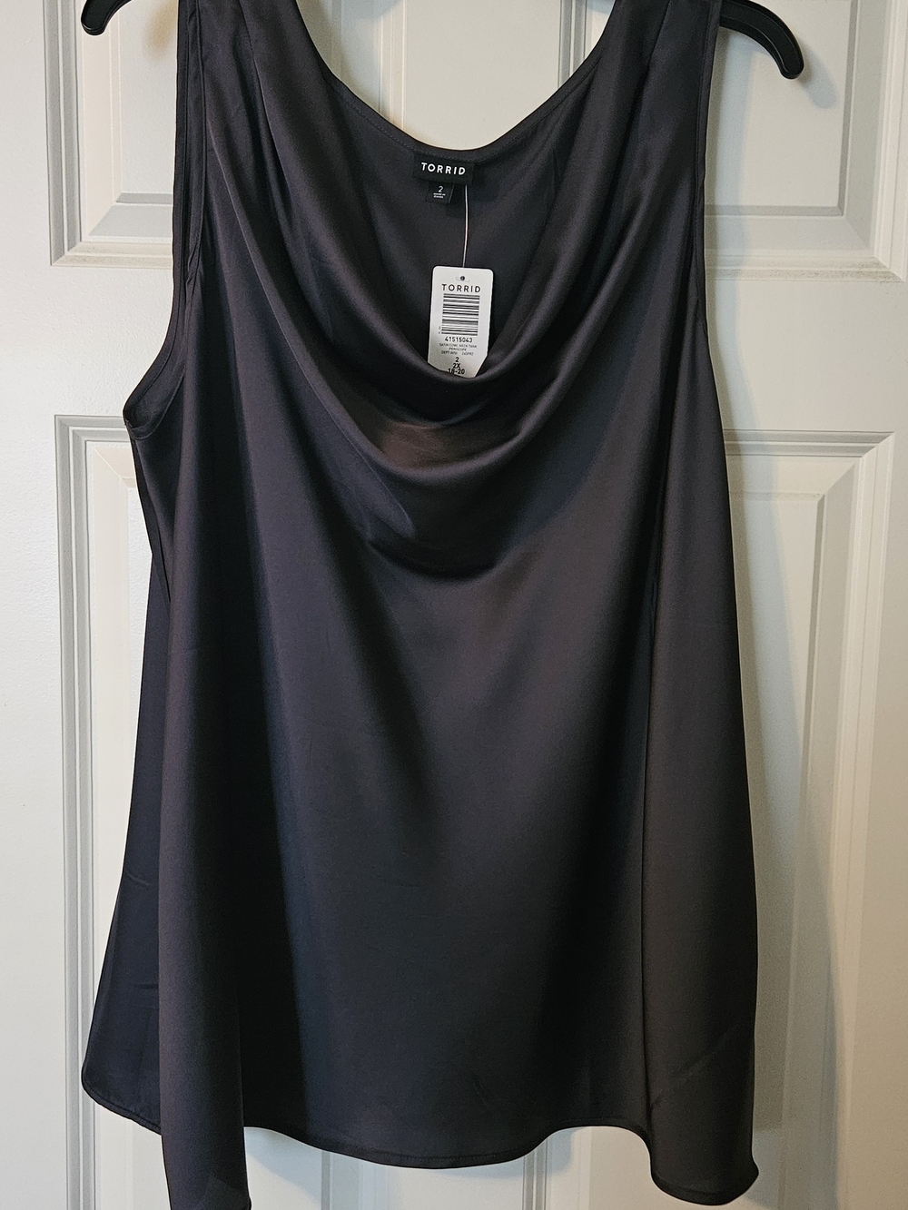 Torrid Black Satin Cowl Neck Sleeveless Top